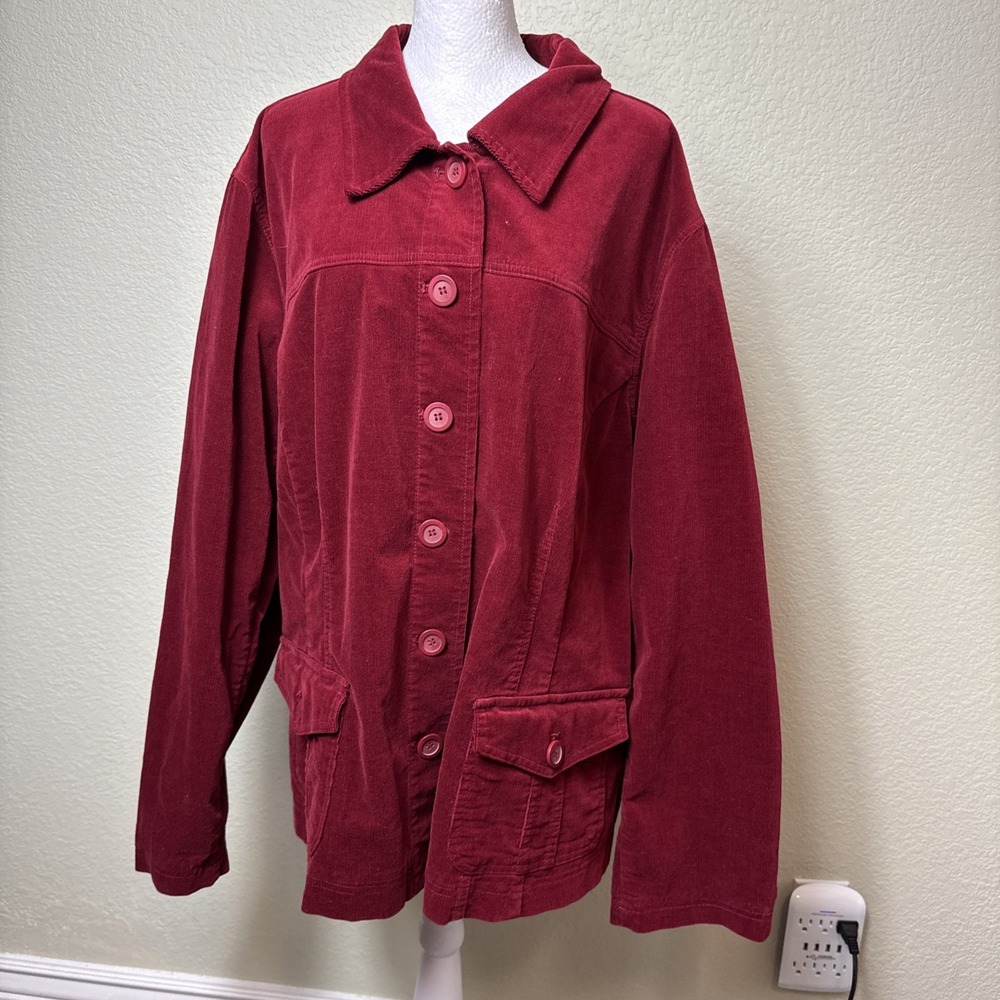 INC International Concepts Red Corduroy Jacket Plus Size 3X Button Shacket Y2K